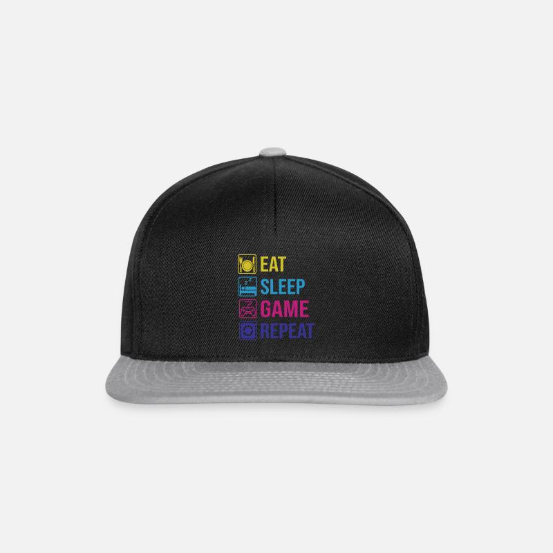 Eat. Sleep.GAME. Repeat. - Snapback Cap - Schwarz/Grau