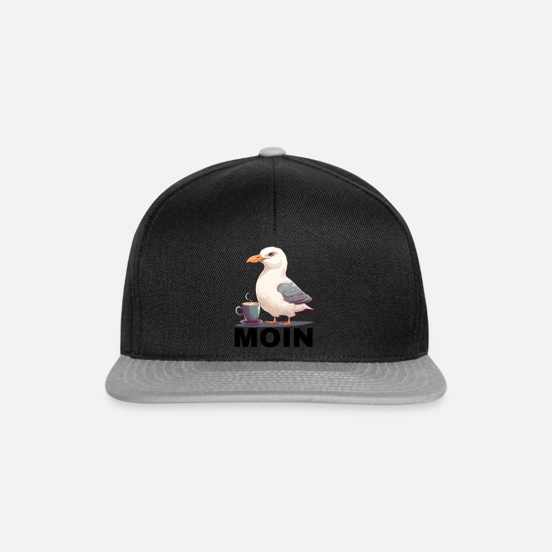 MOIN - Möwe mit Kaffee - Snapback Cap - Schwarz/Grau