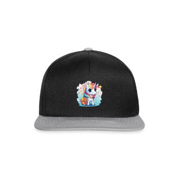 Unicorn Schoolchild School Enrollment Girl Gift - Snapback Cap - black/grey - Front