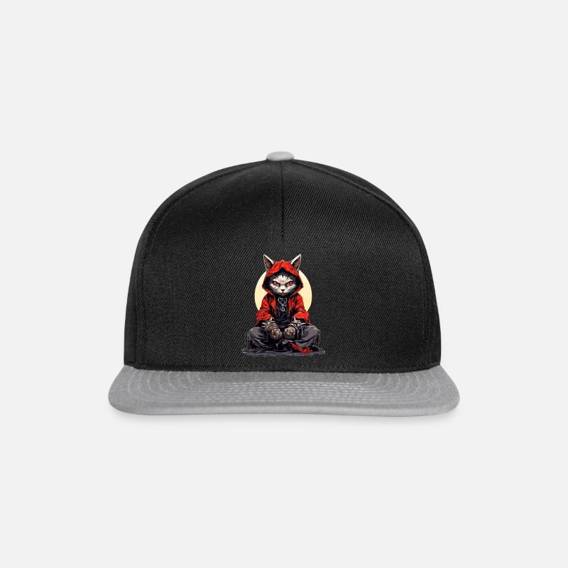 Chat samouraï 3 - Casquette snapback - noir/gris