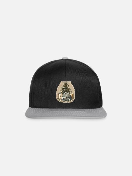 Katze - Stille Nacht - Snapback Cap - Schwarz/Grau