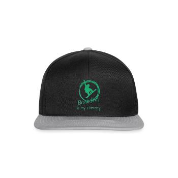 Boarding is my Therapy - Snowboard -Boarden - Snapback Cap - Schwarz/Grau - Vorne