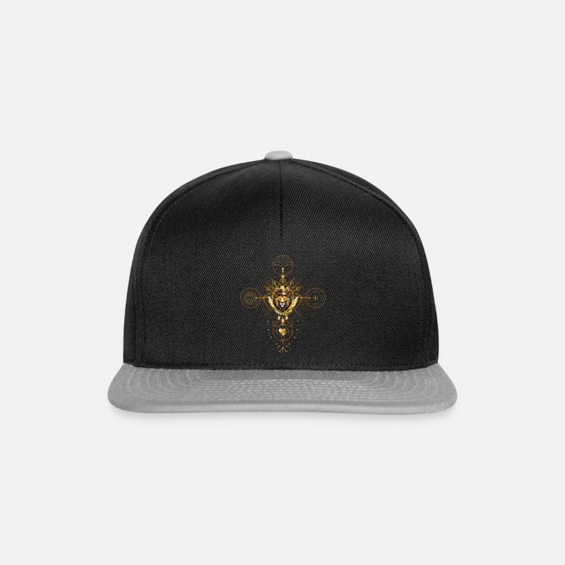 Mut ist Gold - Extravagantes Löwendesign - Snapback Cap - Schwarz/Grau