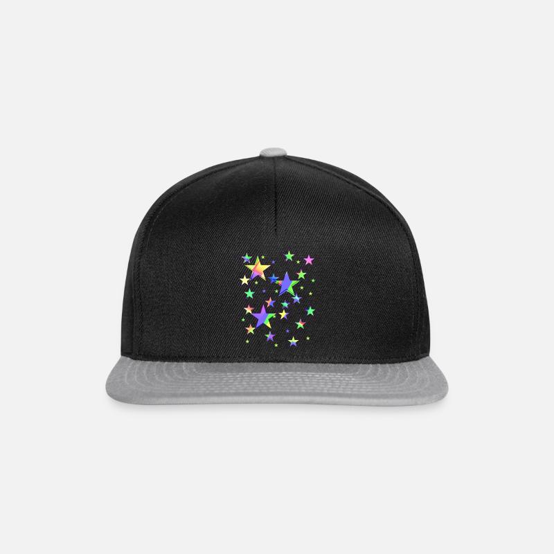 Sterne,stern, bunte Sterne, Neon,Pastell - Snapback Cap - Schwarz/Grau