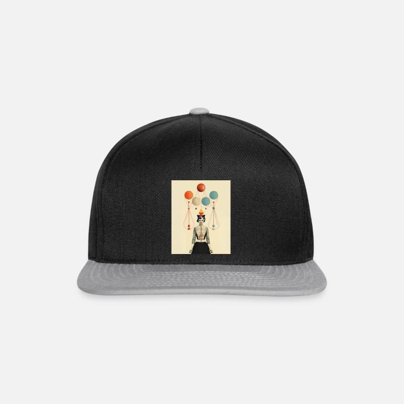 Denkende Zirkusdame Papiercollage - Snapback Cap - Schwarz/Grau