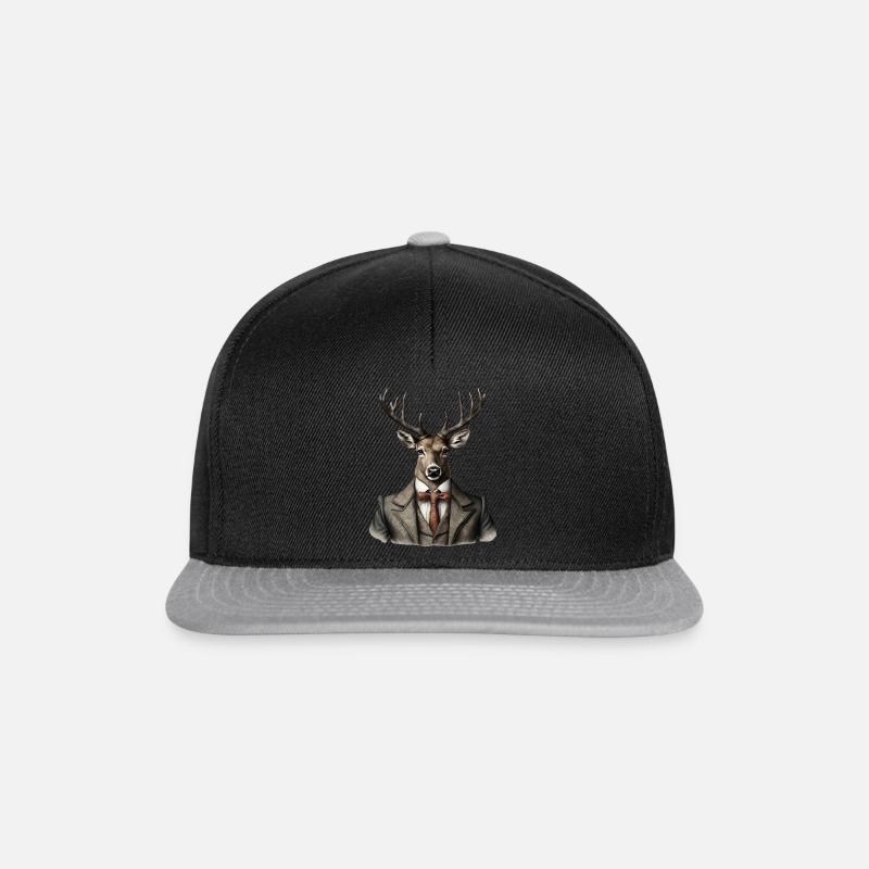 Hirschkopf - Snapback Cap - Schwarz/Grau