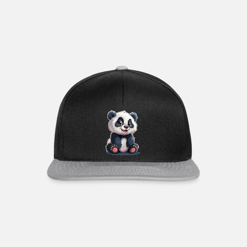 Panda Süß mit strahlenden Augen - Snapback Cap - Schwarz/Grau