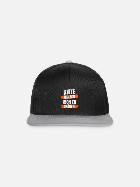 Hilf mir dich zu mögen - Snapback Cap - Schwarz/Grau