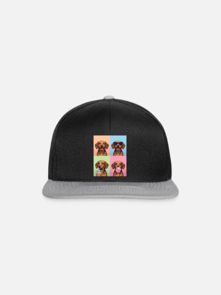 Hunde Dackel Hund - Snapback Cap - Schwarz/Grau