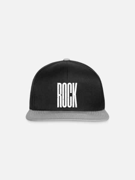 Rock Bold Distressed Typografie - Snapback Cap - Schwarz/Grau