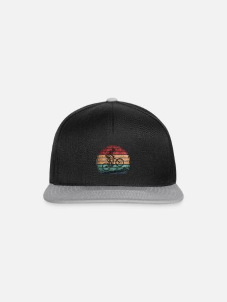 Vintage Mountainbike Fahrradfahrer Geschenk - Snapback Cap - Schwarz/Grau
