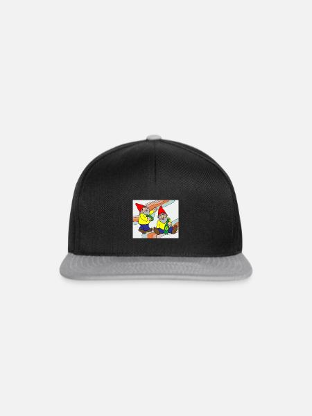 Lustiger Zwerg Gartenzwerg - Snapback Cap - Schwarz/Grau