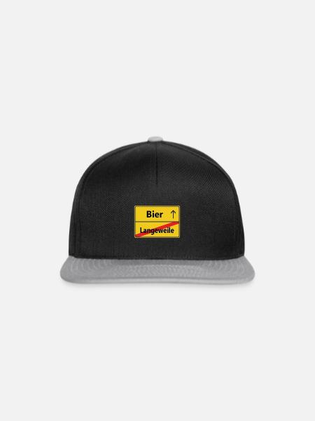 Langeweile? Bier - Snapback Cap - Schwarz/Grau