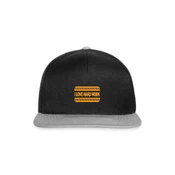 I love hard work - Snapback Cap - black/grey - Front