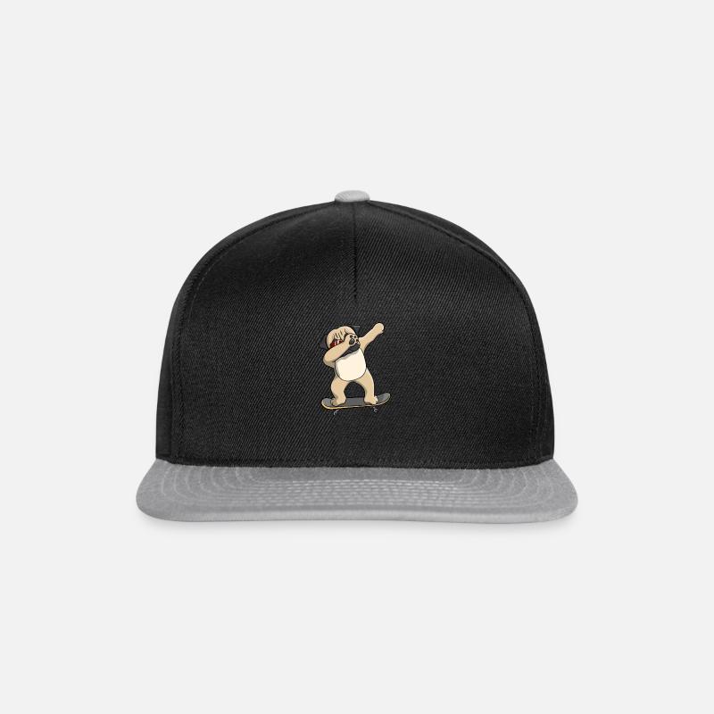 Dabbing Mops Sonnenbrille Skater Jungen Geschenk - Snapback Cap - Schwarz/Grau
