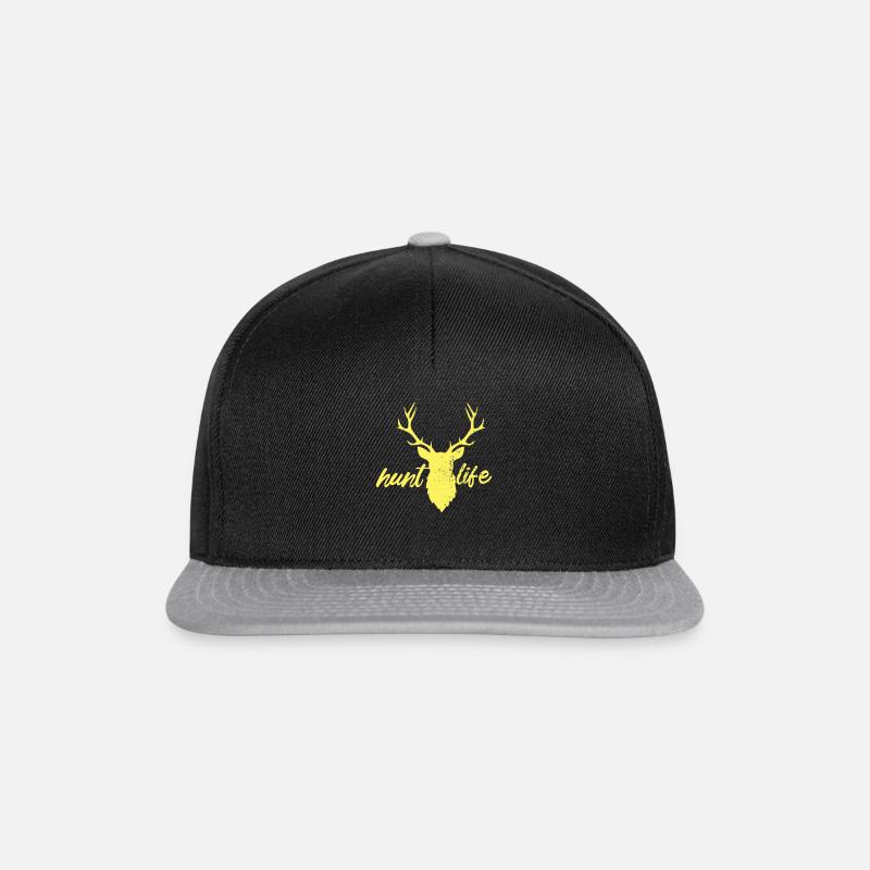 Hirsch Jagd T-Shirt - Snapback Cap - Schwarz/Grau