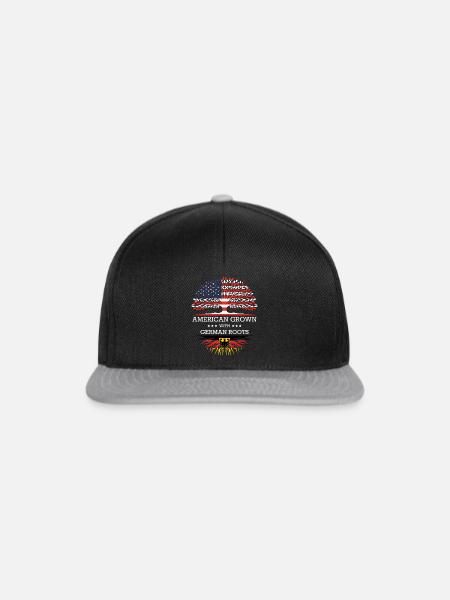 American Grown with German Roots USA Flag - Snapback Cap - Schwarz/Grau