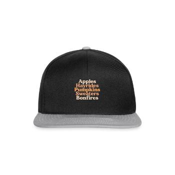Apples Hayrides Pumpkins Sweaters Bonfires Boho - Snapback Cap - black/grey - Front