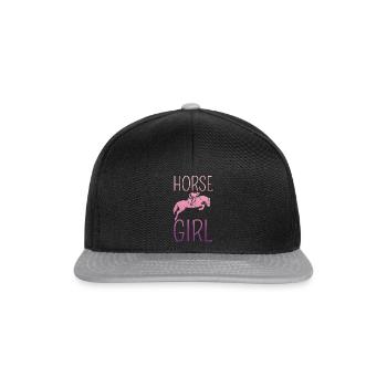 Mädchen Reitet Pferd Pferdemädchen - Snapback Cap - Schwarz/Grau - Vorne
