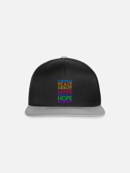 Freundlichkeit Frieden Gleichheit Liebe - Snapback Cap - Schwarz/Grau