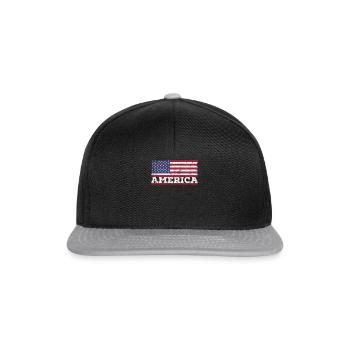 USA Flagge Amerika Patriotische - Snapback Cap - Schwarz/Grau - Vorne