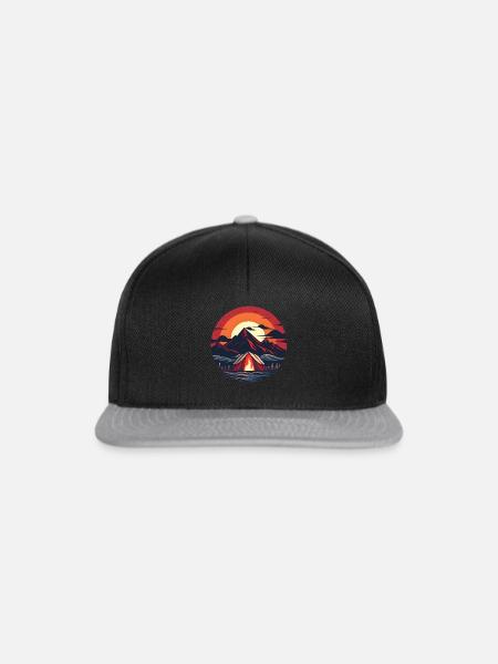 Retro Peaks & Flames - Snapback Cap - Schwarz/Grau