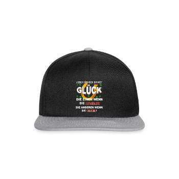 Jeder Mensch bringt Glück - Snapback Cap - Schwarz/Grau - Vorne
