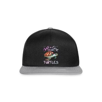 Just a Girl who Loves Turtles - Snapback Cap - Schwarz/Grau - Vorne