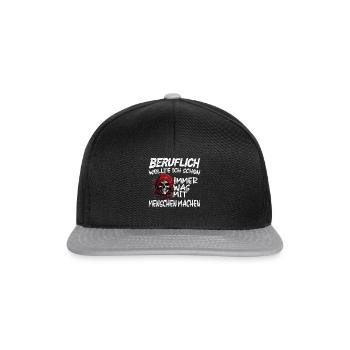 Beruflich was mit Menschen machen - Sensenmann - Snapback Cap - Schwarz/Grau - Vorne