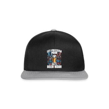 Let freedom pour let beer roar - Snapback Cap - Schwarz/Grau - Vorne