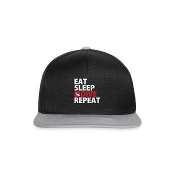 Eat Sleep Dive Repeat - Snapback Cap - black/grey - Front