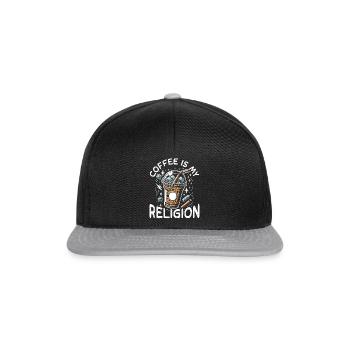Coffee is my religion - Snapback Cap - black/grey - Front