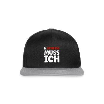 N Scheiss muss ich - Snapback Cap - Schwarz/Grau - Vorne