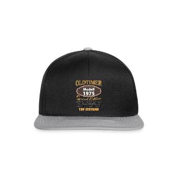 Oldtimer Modell 1975 gut erhalten lustig Geburtsta - Snapback Cap - Schwarz/Grau - Vorne