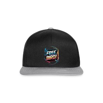 Free Bird - frei wie ein Vogel - Snapback Cap - Schwarz/Grau - Vorne