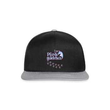 Pferdemädchen - Mädchen liebt Pferde - Snapback Cap - Schwarz/Grau - Vorne