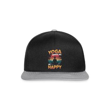 Yoga makes me happy - Snapback Cap - black/grey - Front