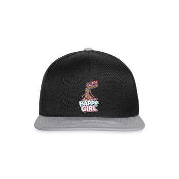Fille heureuse - Casquette snapback - noir/gris - Devant