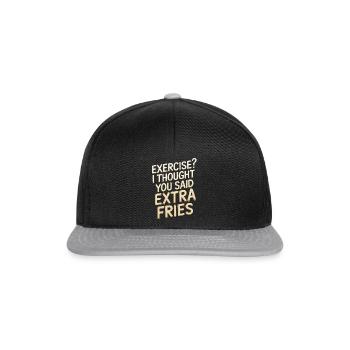 Excercise i thought you said extra fries - Snapback Cap - black/grey - Front