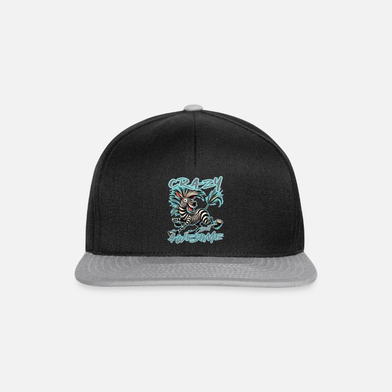 Crazy but Awesome Zebra Comic Style - Snapback Cap - black/grey