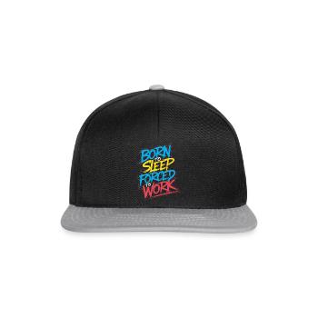 Né pour dormir, forcé de travailler - Casquette snapback - noir/gris - Devant