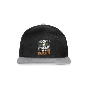 Nicht Schnarchen, Träume ich bin Traktor - Snapback Cap - Schwarz/Grau - Vorne