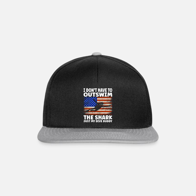 Funny Scuba Diving – Outswim the Shark Quote - Snapback Cap - Schwarz/Grau
