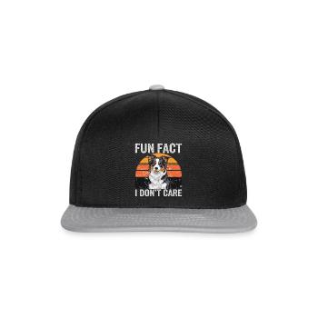 Funny Collie Design Fun Fact I Don't Care Dog - Snapback Cap - black/grey - Front