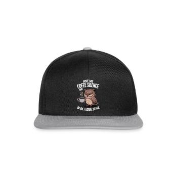Coffee Owl - donne-moi du café et silence ou meurs - Casquette snapback - noir/gris - Devant