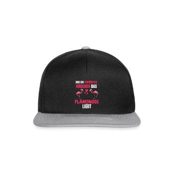 Tropisches Tier Mädchen Lustiges Geschenk Flamingo - Snapback Cap - Schwarz/Grau - Vorne