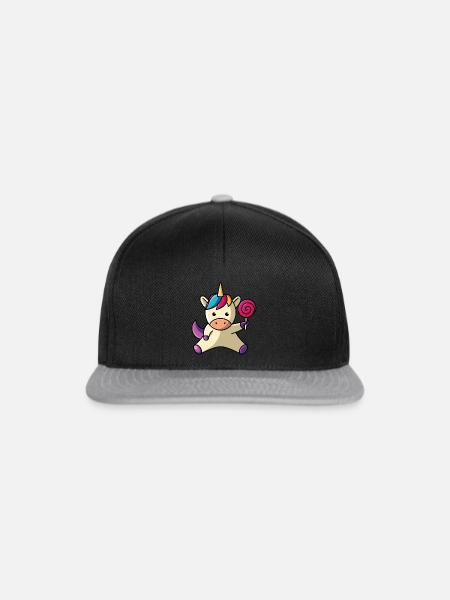 Einhorn mit Lolli - Snapback Cap - Schwarz/Grau