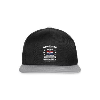 Die Stimmen in meinem Kopf Kroatien Flagge Spruch - Snapback Cap - Schwarz/Grau - Vorne