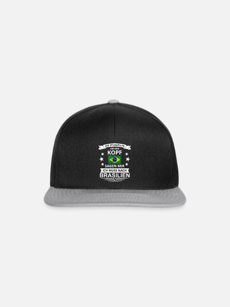 Brasilien Flagge Vintage Spruch Südamerika Rio - Snapback Cap - Schwarz/Grau