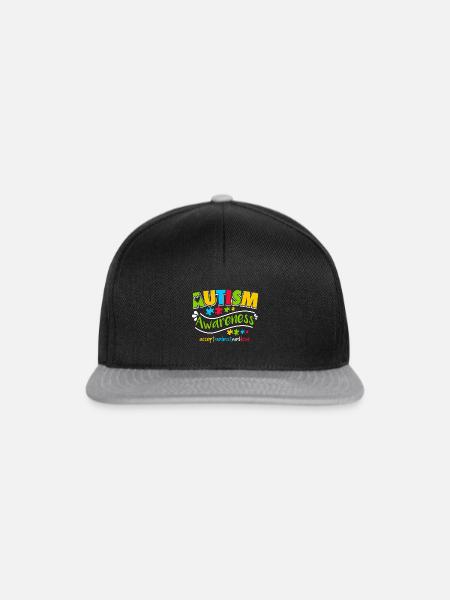 Autismus-Bewusstseins-Shirt - Snapback Cap - Schwarz/Grau